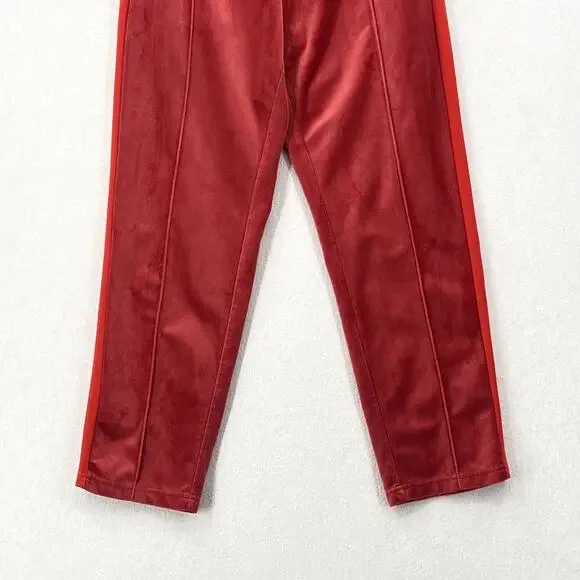 SCOTCH AND SODA The Peaks Velour Crop Track Pants Womens M Red Mid Rise Straight - Picture 7 of 16